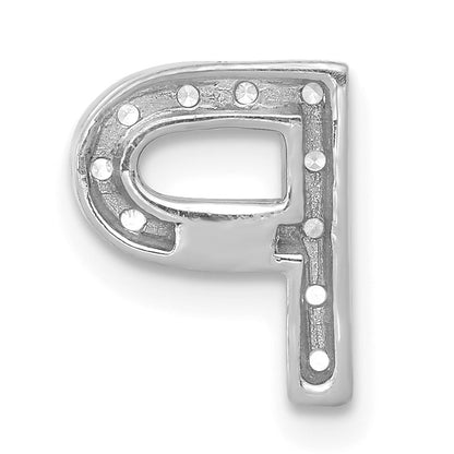 14K  White Gold Diamond Letter P Initial Charm
