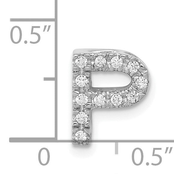 14K  White Gold Diamond Letter P Initial Charm