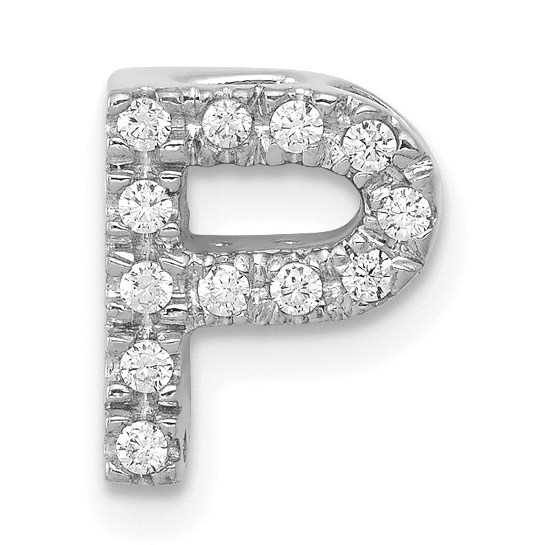 14K  White Gold Diamond Letter P Initial Charm