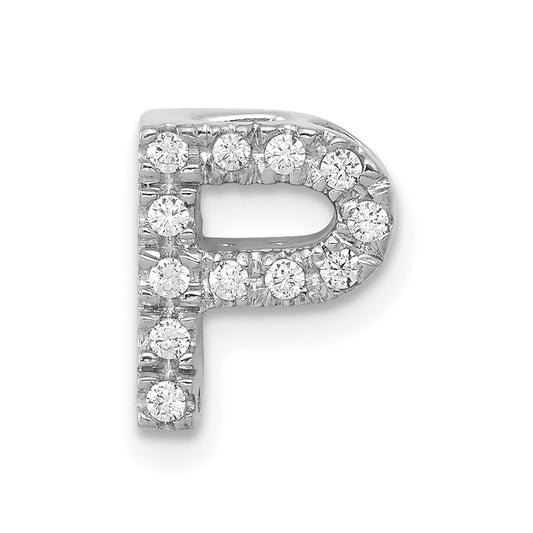 14K  White Gold Diamond Letter P Initial Charm