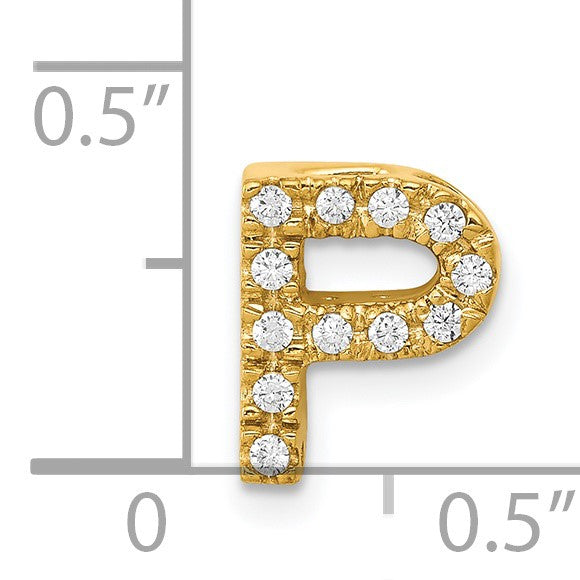 14K  Diamond Letter P Initial Charm