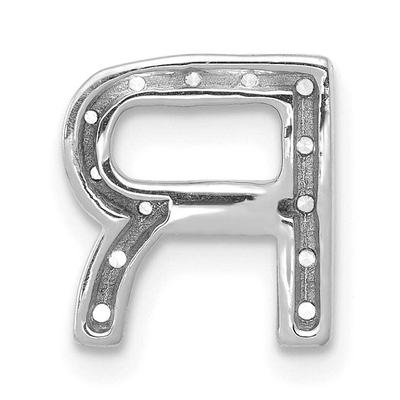 14K  White Gold Diamond Letter R Initial Charm