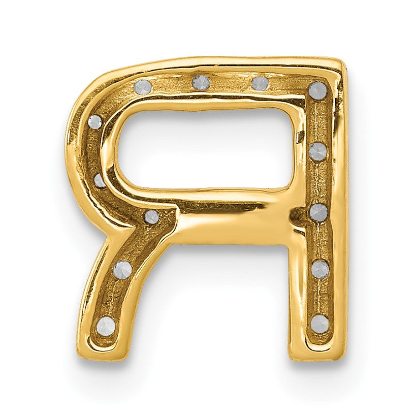 14K  Diamond Letter R Initial Charm