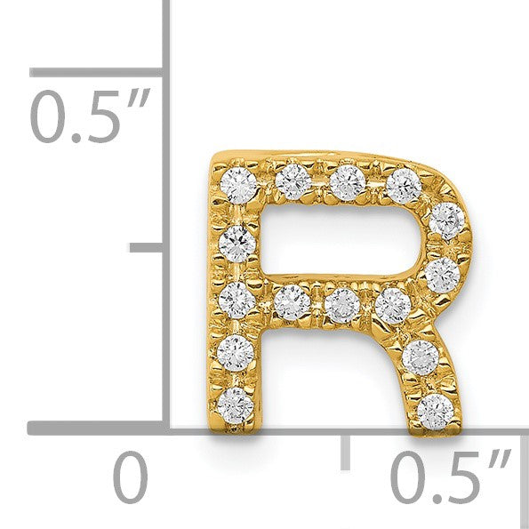 14K  Diamond Letter R Initial Charm
