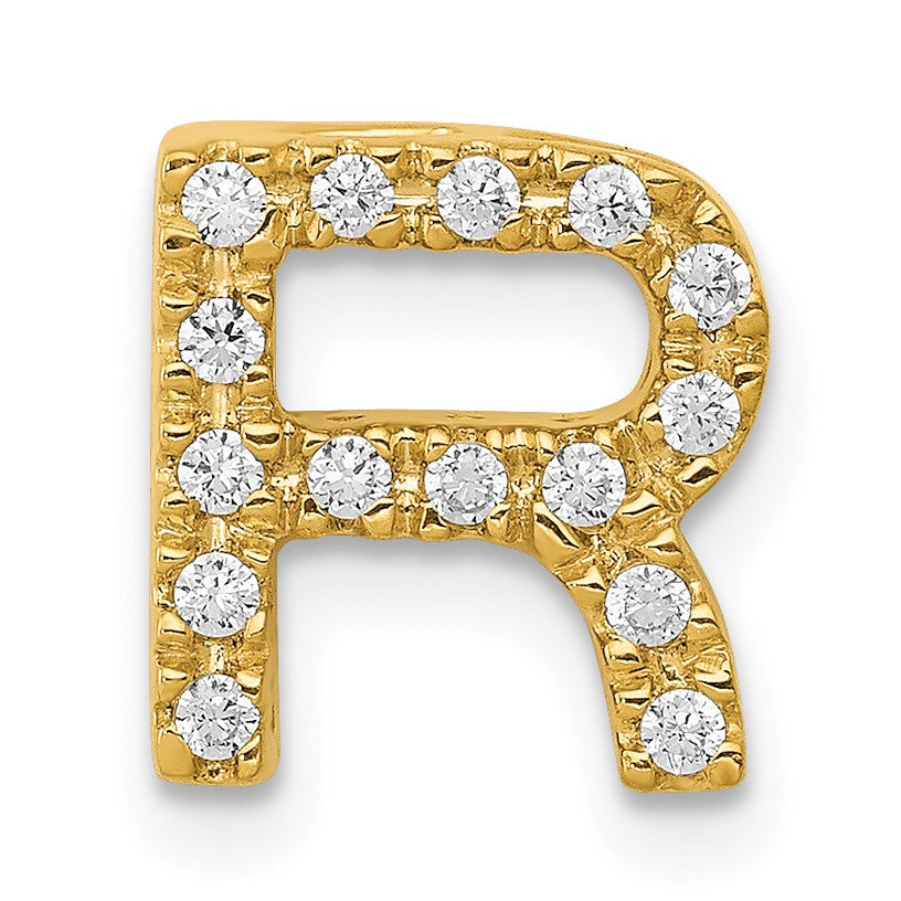 14K  Diamond Letter R Initial Charm
