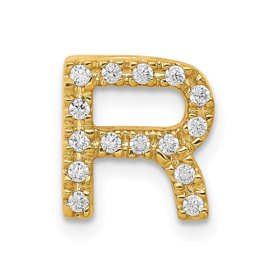 14K  Diamond Letter R Initial Charm