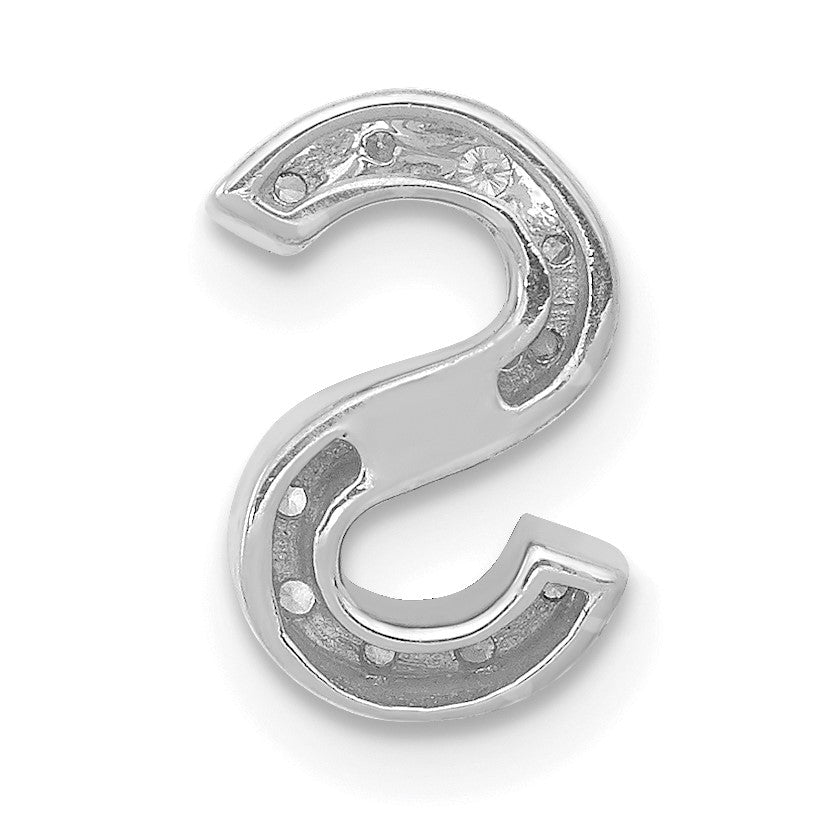 14K  White Gold Diamond Letter S Initial Charm