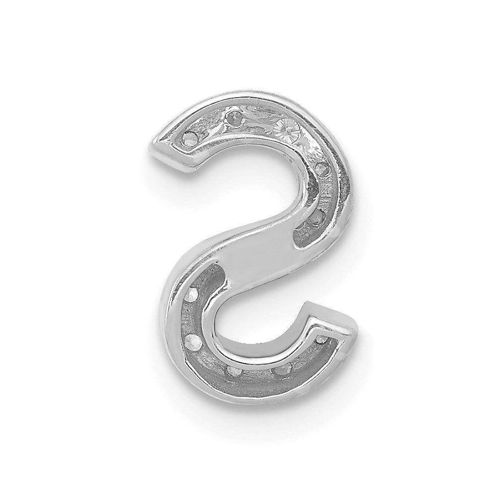 14K  White Gold Diamond Letter S Initial Charm