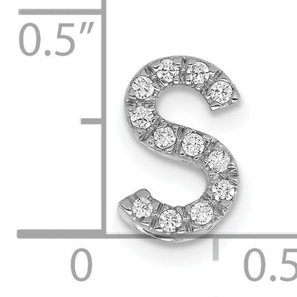 14K  White Gold Diamond Letter S Initial Charm