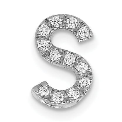 14K  White Gold Diamond Letter S Initial Charm