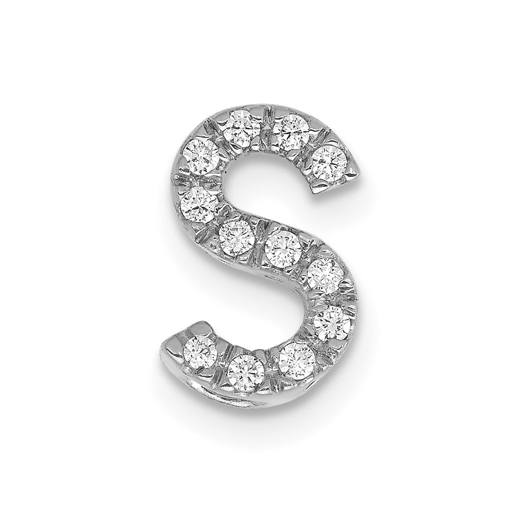 14K  White Gold Diamond Letter S Initial Charm