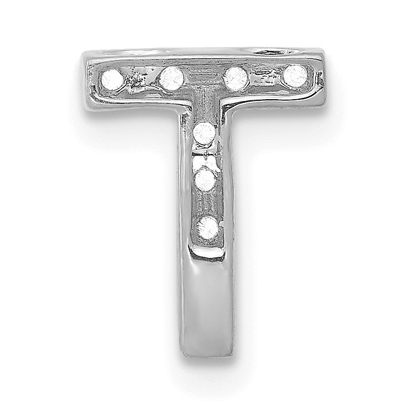 14K  White Gold Diamond Letter T Initial Charm