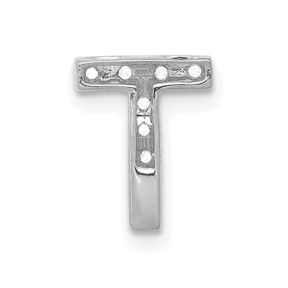 14K  White Gold Diamond Letter T Initial Charm