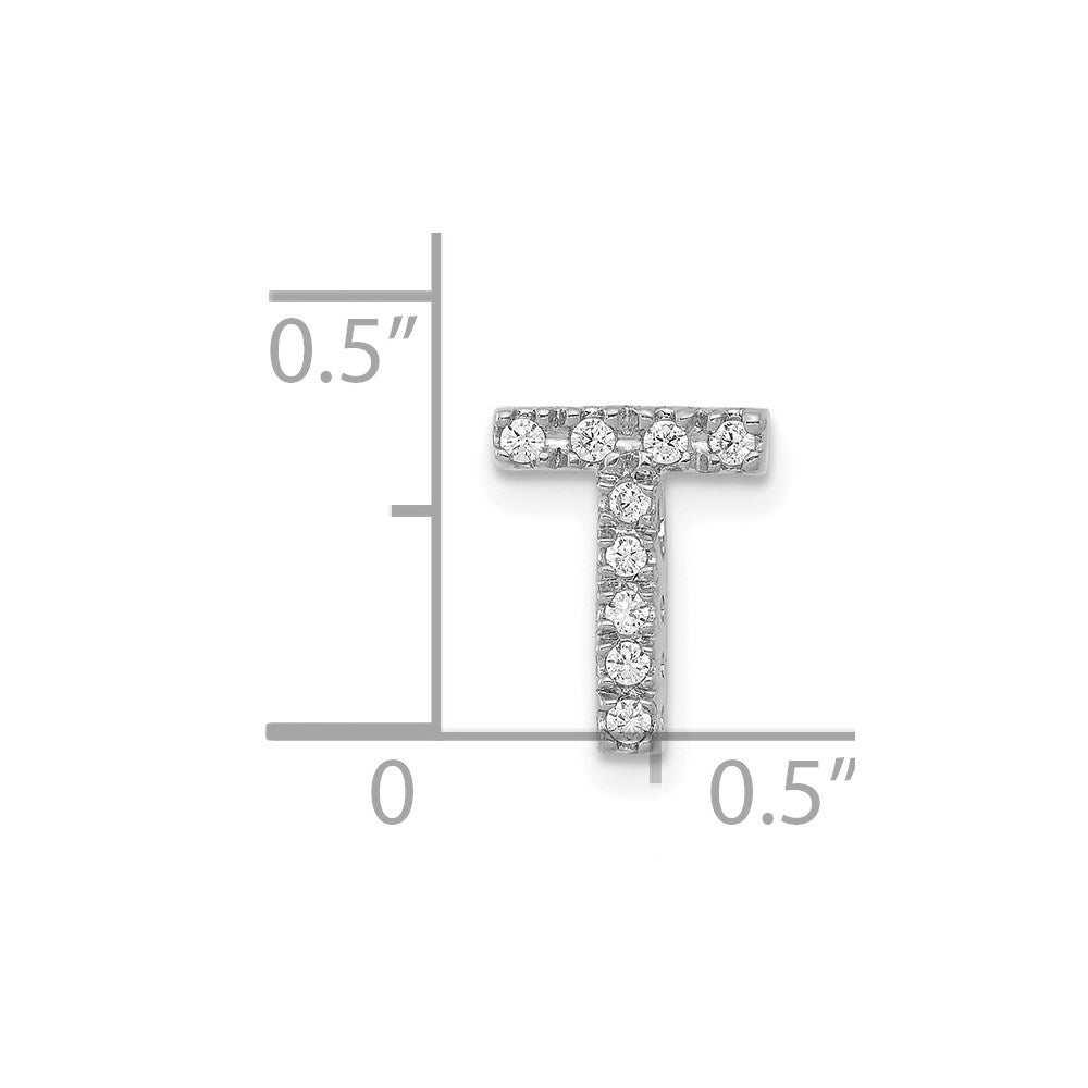 14K  White Gold Diamond Letter T Initial Charm