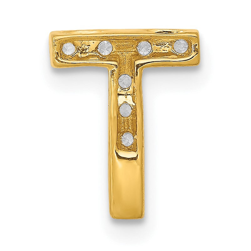 14K  Diamond Letter T Initial Charm