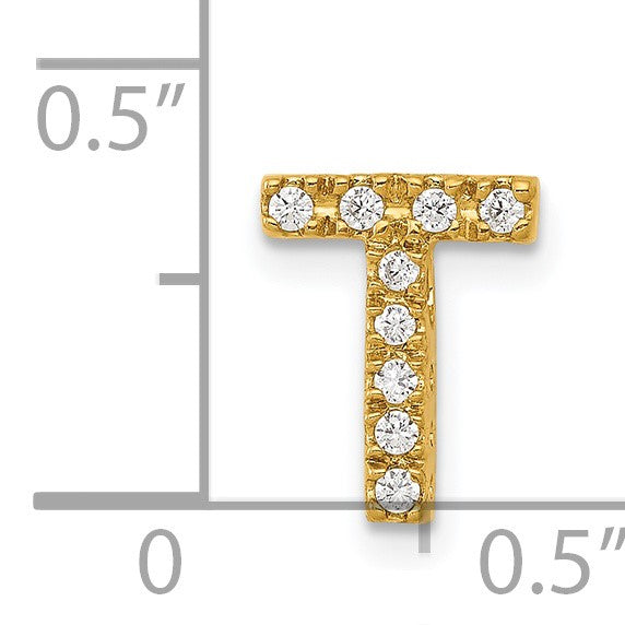 14K  Diamond Letter T Initial Charm