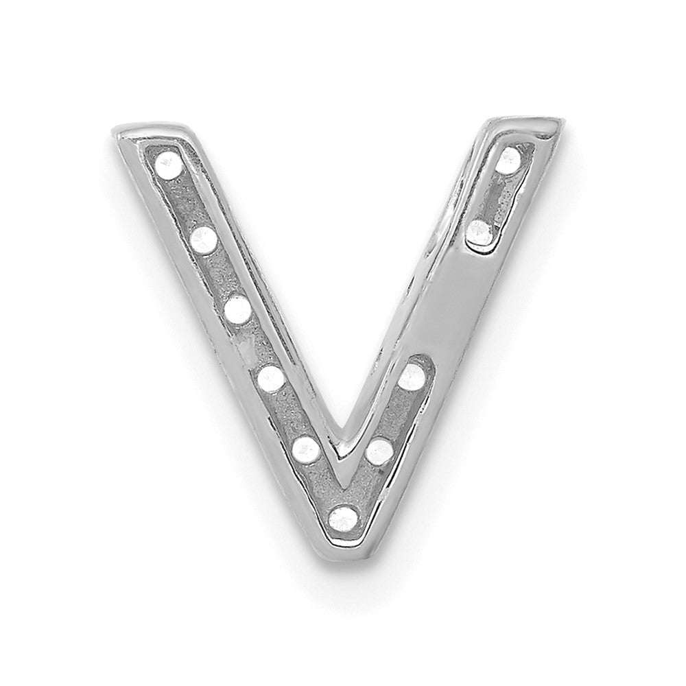 14K  White Gold Diamond Letter V Initial Charm