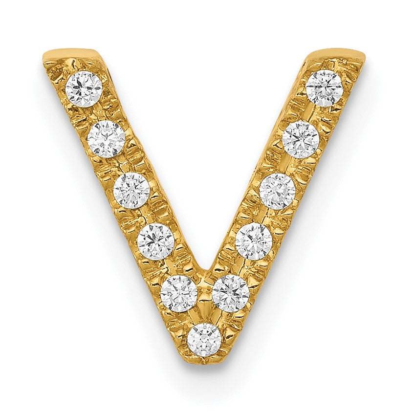 14K  Diamond Letter V Initial Charm