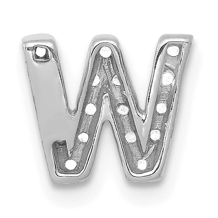 14K  White Gold Diamond Letter W Initial Charm