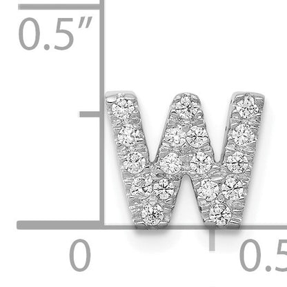 14K  White Gold Diamond Letter W Initial Charm