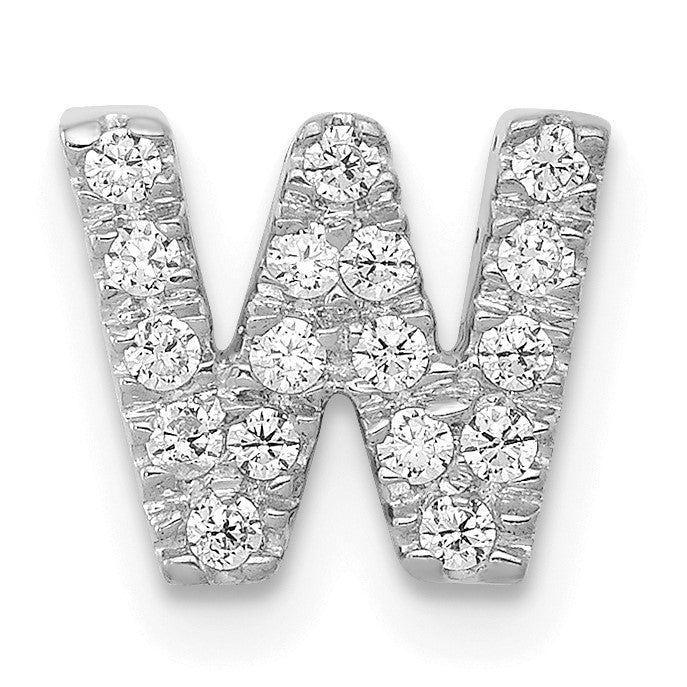 14K  White Gold Diamond Letter W Initial Charm
