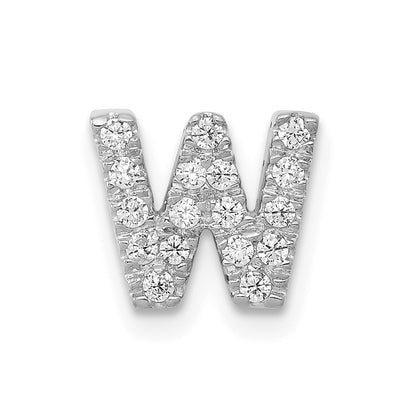 14K  White Gold Diamond Letter W Initial Charm