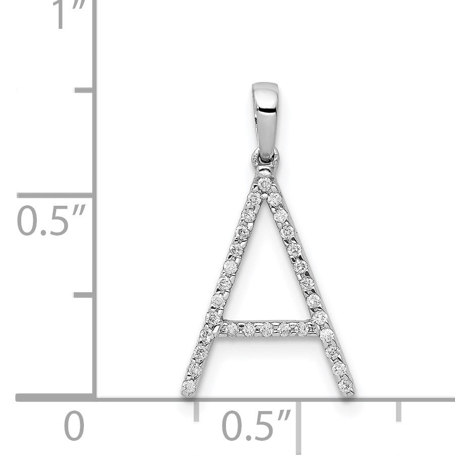14K White Gold Diamond Letter A Initial Pendant