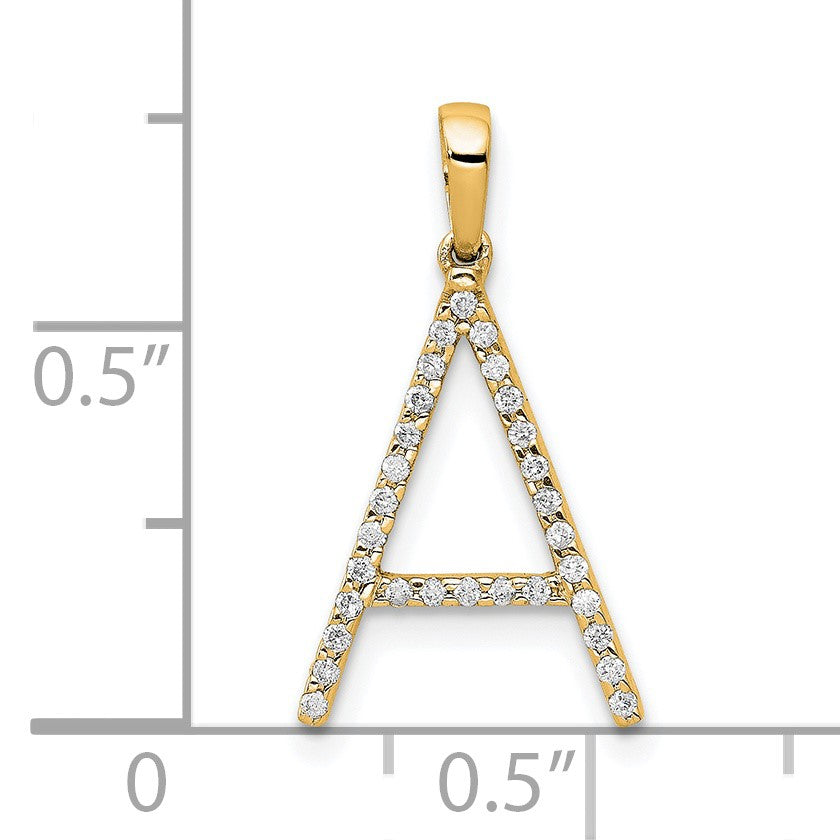14K Diamond Letter A Initial Pendant