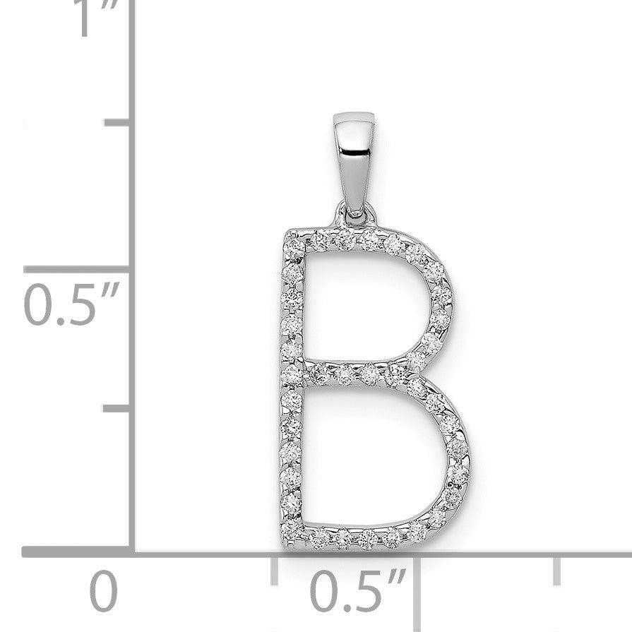 14K White Gold Diamond Letter B Initial Pendant