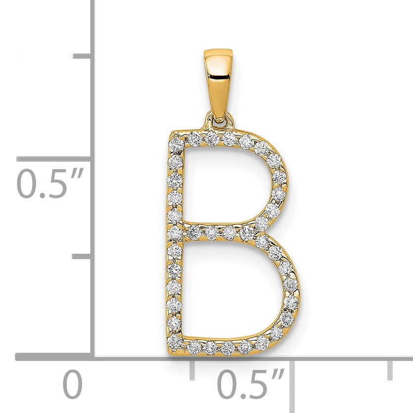 14K Diamond Letter B Initial Pendant