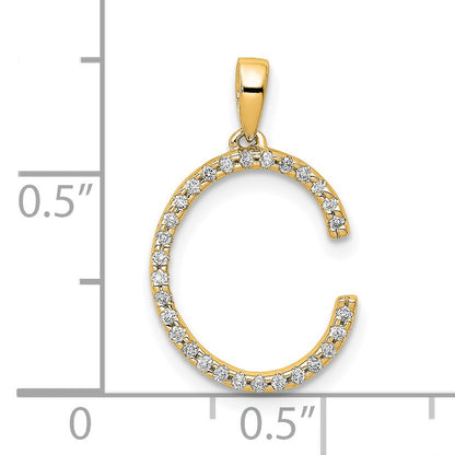 14K Diamond Letter C Initial Pendant