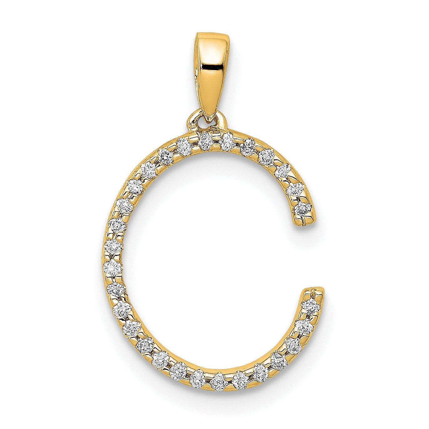14K Diamond Letter C Initial Pendant
