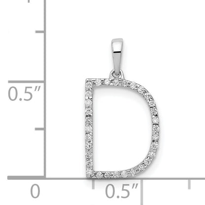14K White Gold Diamond Letter D Initial Pendant