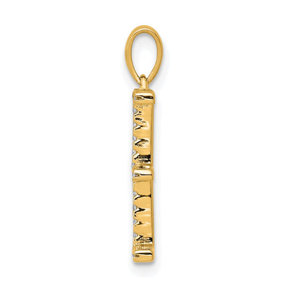 14K Diamond Letter E Initial Pendant