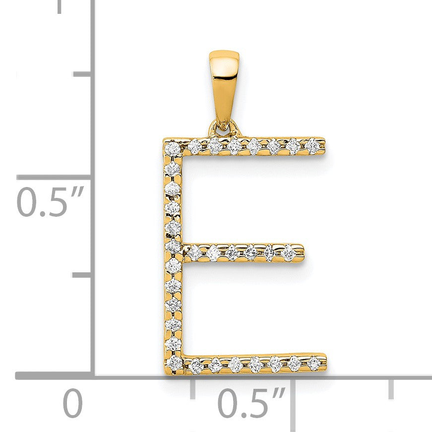 14K Diamond Letter E Initial Pendant