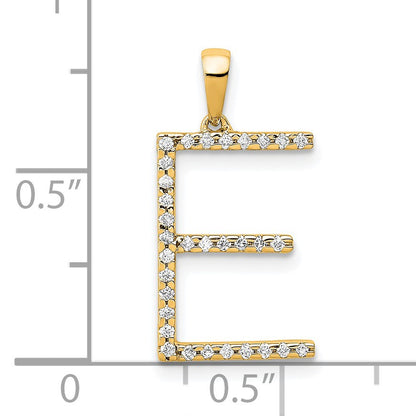 14K Diamond Letter E Initial Pendant