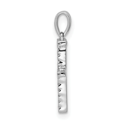 14K White Gold Diamond Letter F Initial Pendant