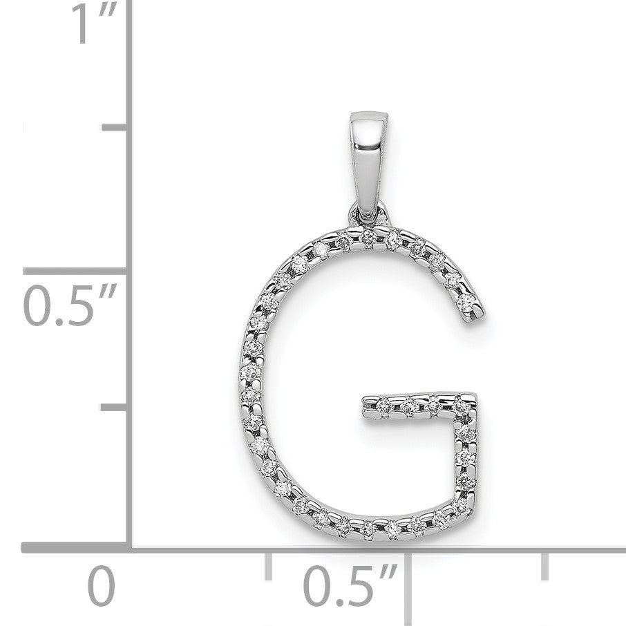 14K White Gold Diamond Letter G Initial Pendant