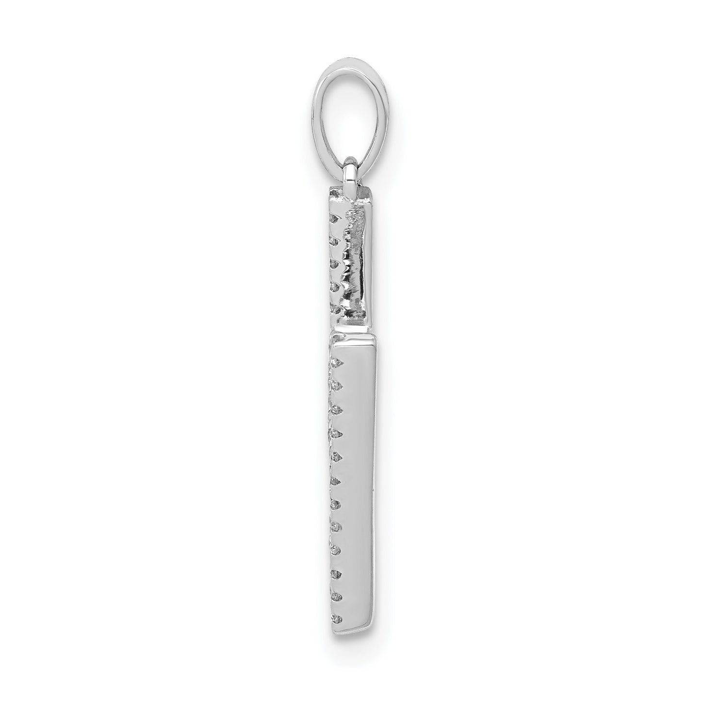 14K White Gold Diamond Letter H Initial Pendant