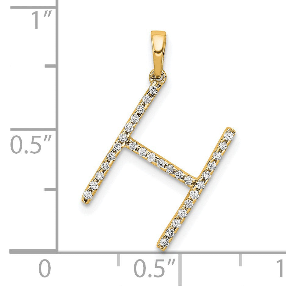 14K Diamond Letter H Initial Pendant