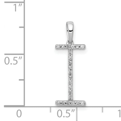 14K White Gold Diamond Letter I Initial Pendant