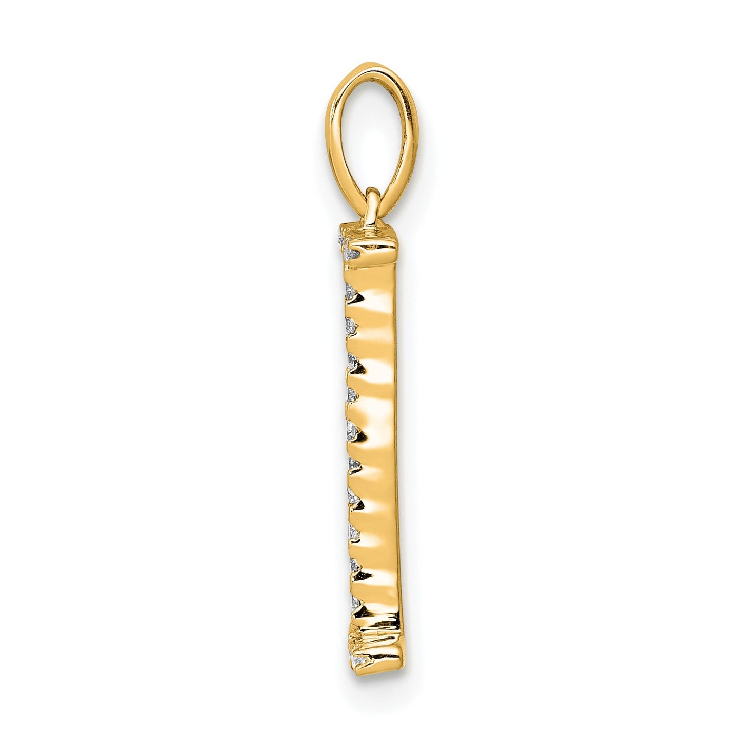 14K Diamond Letter I Initial Pendant