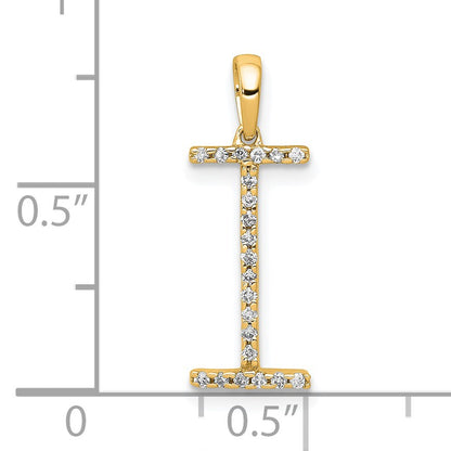 14K Diamond Letter I Initial Pendant