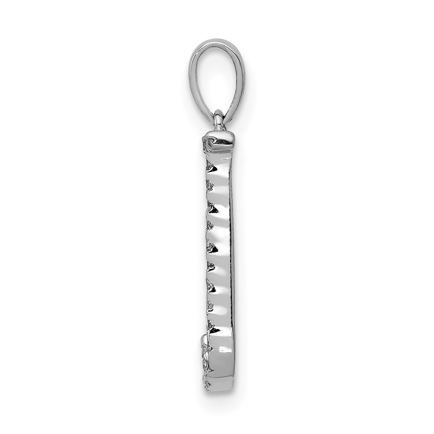 14K White Gold Diamond Letter J Initial Pendant
