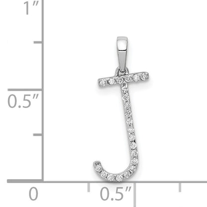 14K White Gold Diamond Letter J Initial Pendant