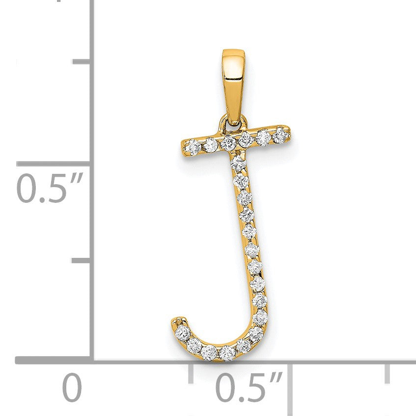 14K Diamond Letter J Initial Pendant