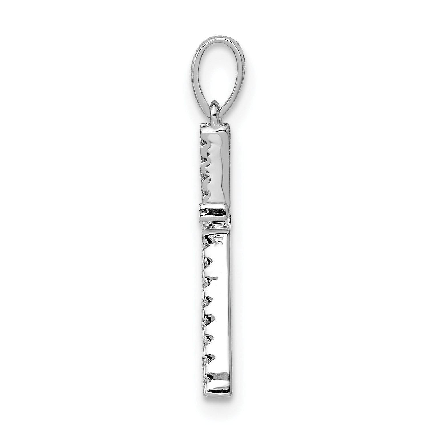 14K White Gold Diamond Letter K Initial Pendant
