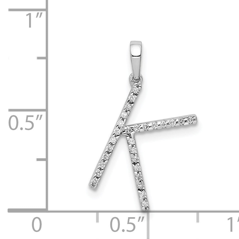 14K White Gold Diamond Letter K Initial Pendant