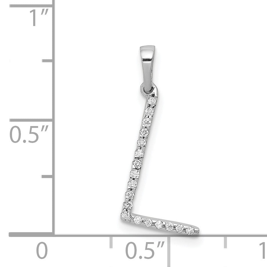 14K White Gold Diamond Letter L Initial Pendant
