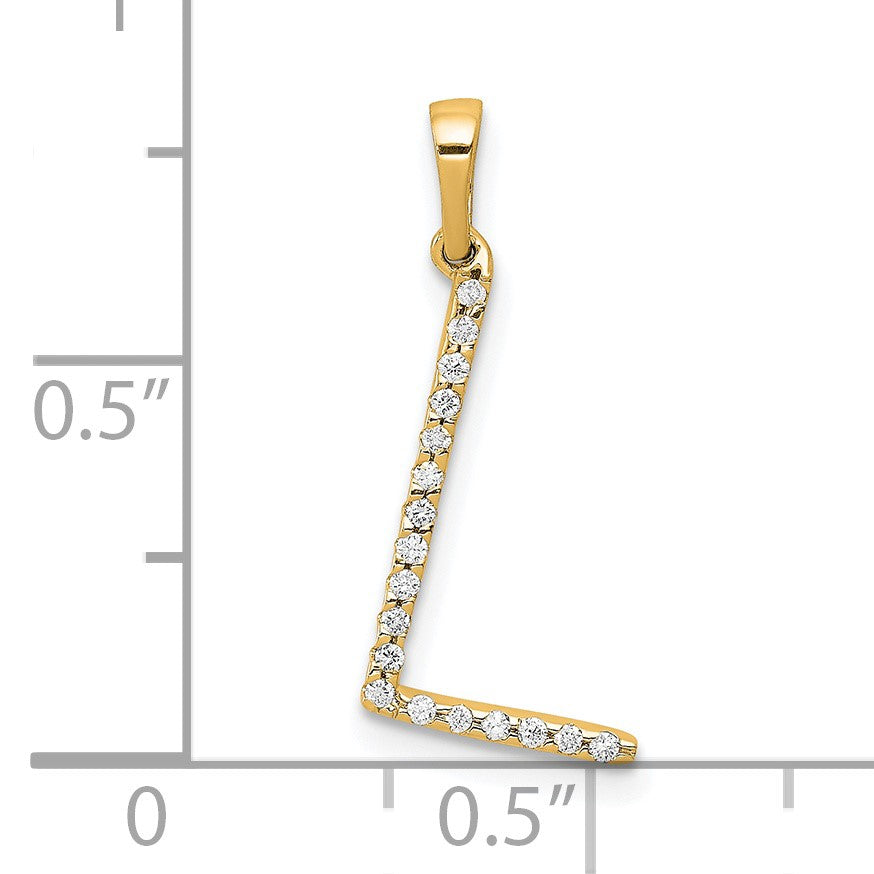 14K Diamond Letter L Initial Pendant